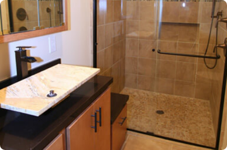 Curbless Showers & Walk-In Tubs Create a safe, beautiful bathroom with curbless showers for easy entry or walk-in tubs for a secure, spa-like experience.