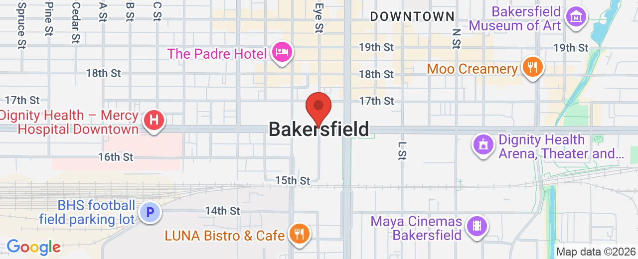 Map showing PO BOX 70547, BAKERSFIELD, CA, 93387