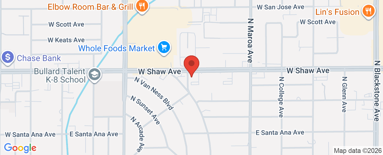 Map showing 567 W. Shaw Ave, A2, Fresno, CA, 93704