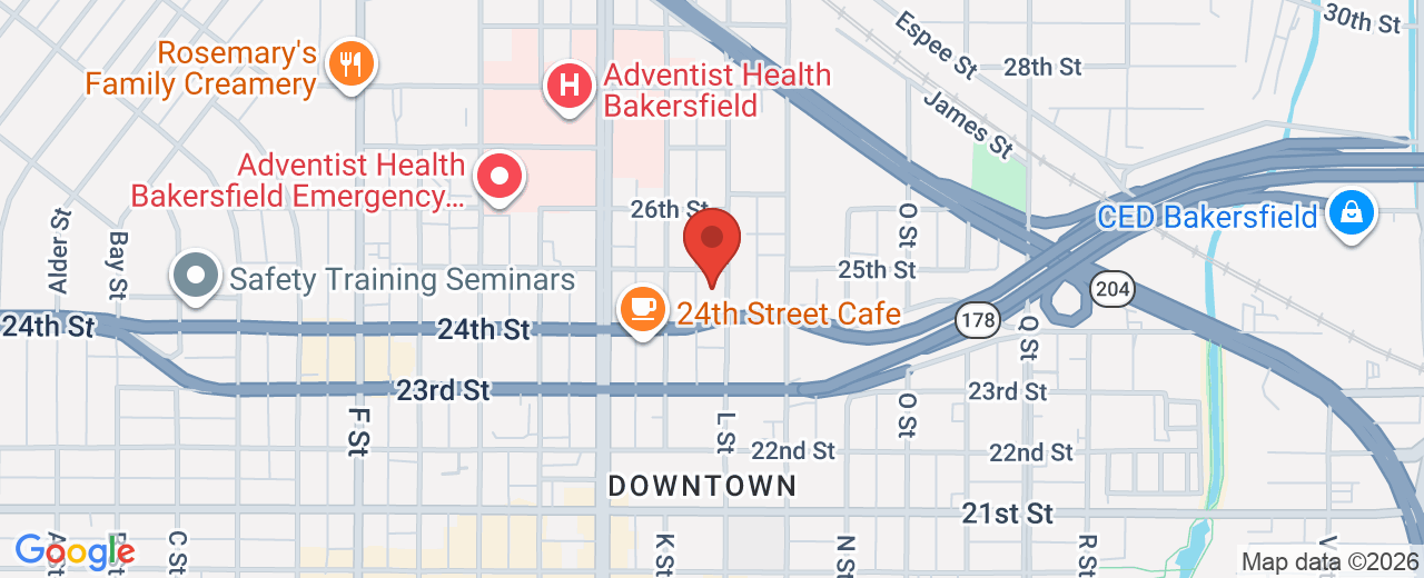 Map showing 2419 L St, Bakersfield, CA, 93301